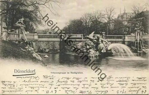 Düsseldorf - Tritonengruppe im Stadtgraben - Verlag Friedrich Wolfrum Düsseldorf gel. 1903
