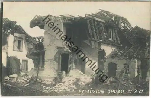 Ludwigshafen - Oppau - Explosion des Oppauer Stickstoffwerkes 1921 - Foto-AK