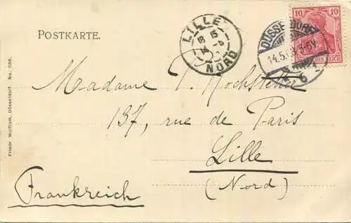 Düsseldorf - Königsallee - Brunnen - Verlag Friedr. Wolfrum Düsseldorf gel. 1903