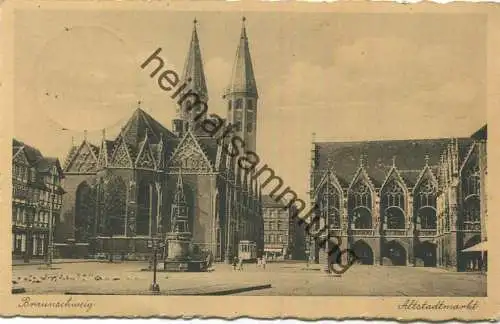 Braunschweig - Altstadtmarkt - Strassenbahn - Verlag Oskar Steude Braunschweig gel. 1936