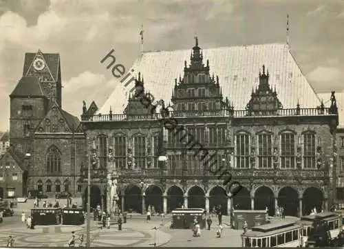 Bremen - Marktplatz - Strassenbahn - Foto-AK Grossformat gel. 1954