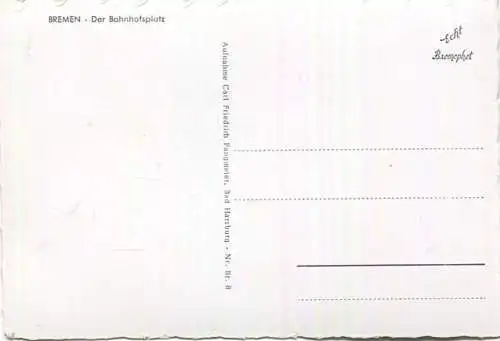 Bremen - Bahnhofsvorplatz - Strassenbahn - AK-Grossformat - Verlag Carl Friedrich Fangmeier Bad Harzburg