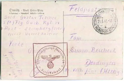 Olmütz - Olomouc - Adolf Hitler Platz - Deutsche Dienstpost Böhmen-Mähren Olmütz