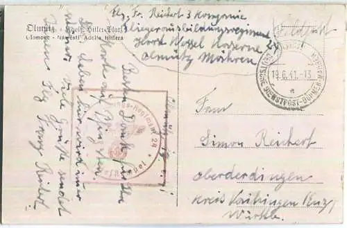 Olmütz - Olomouc - Adolf Hitler Platz - Deutsche Dienstpost Böhmen-Mähren Olmütz