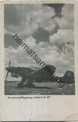 Sturzkampfflugzeug Junkers Ju 87 - Feldpost mit Briefstempel I. Fallschirmjäger- Erg.-Rgt. Stabskompanie