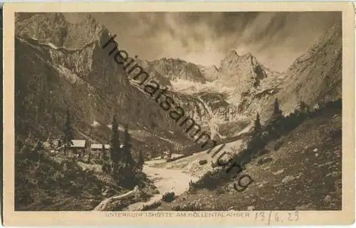 Unterkunftshütte am Höllentalanger - Verlag Rud. Rudolphi Garmisch-Partenkirchen 20er Jahre
