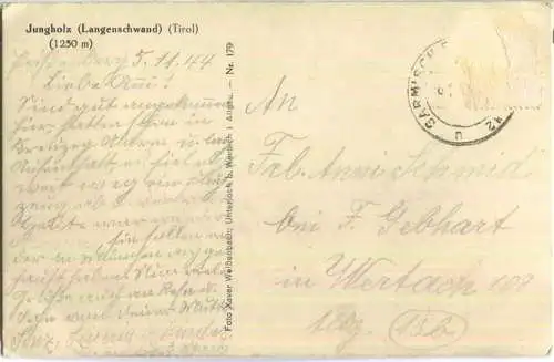 Jungholz - Langenschwand - Verlag Xaver Weissenbach Unterjoch bei Wertach - Foto-Ansichtskarte