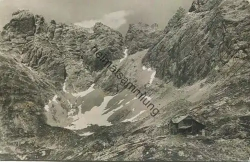 Laserzkar mit der Karlsbader Hütte - Foto-AK - Verlag Deutscher Alpenverein Karlsbad gel. 1934