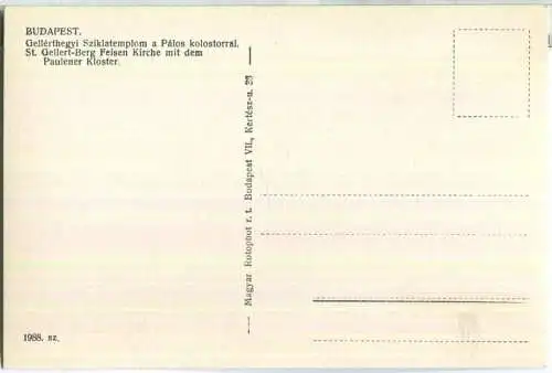 Budapest - St. Gellert-Berg Felsen Kirche mit dem Paulener Kloster - Strassenbahn - Foto-Ansichtskarte
