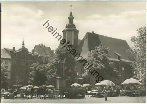 Jena - Markt mit Rathaus und Hanfried - Foto-Ansichtskarte - Verlag Hermann Paris Jena 60er Jahre