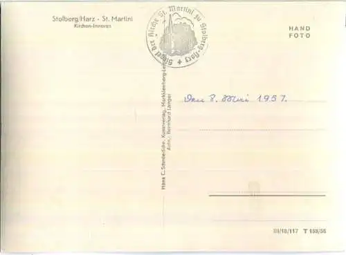 Stolberg - St. Martini - Kirchen-Inneres - Verlag Hans C. Schmiedicke Markkleeberg 50er Jahre