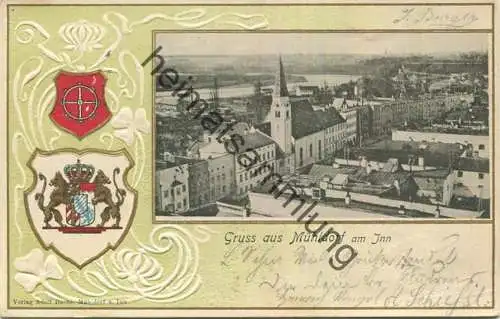 Mühldorf am Inn - Wappen - Verlag Adolf Dachs Mühlberg - gel. 1902