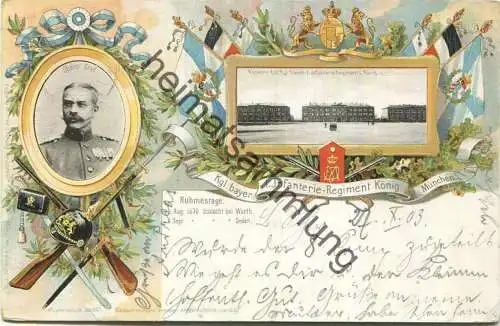 München - Kaserne I. Infanterie-Regiment König - Verlag Ludwig Witter München gel. 1903