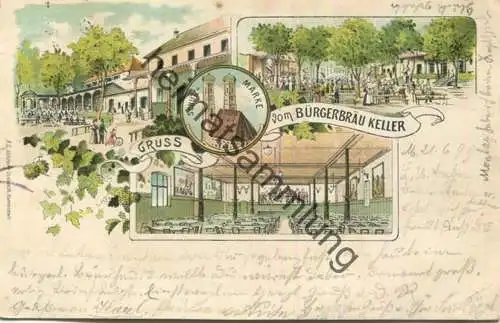 München - Bürgerbräu-Keller - Verlag A. G. Münchener Chromlith. Kunstanstalt gel. 1899