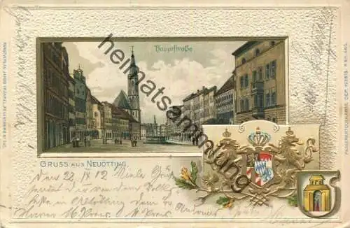 Neuötting - Wappen - Verlag Jakob Fränkel Regensburg - gel. 1902