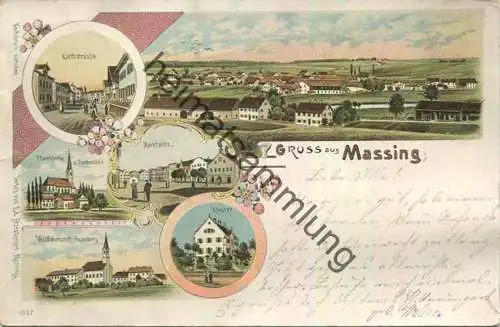 Massing - Kirchstrasse - Marktplatz - Anzenberg - Verlag Ed. Atzesberger Massing gel. 1899