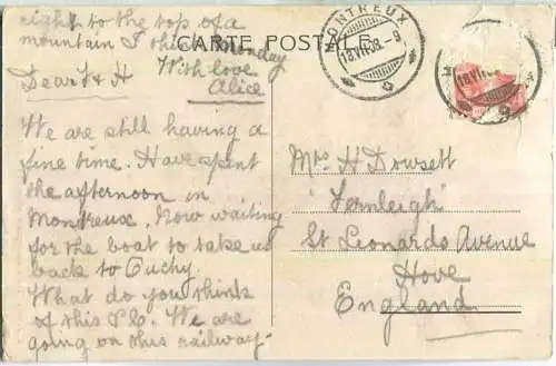 Train de lugeurs arrivant a Caux - Edition Jullien freres Geneve