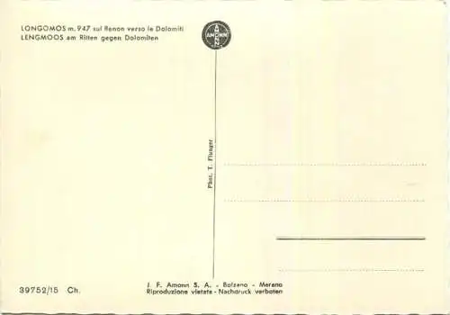 Longomos sul Renon - Lengmoos am Ritten - Foto-AK Grossformat - Photo T. Flunger - Verlag J. F. Amonn Bolzano Nr. 39752/