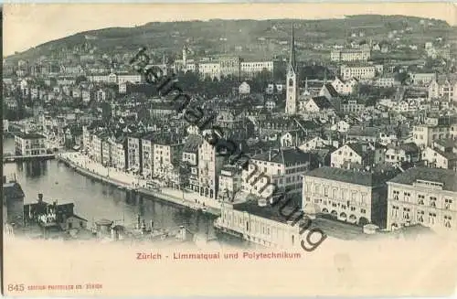 Zürich - Limmatquai und Polytechnikum - Edition Photoglob Co. Zürich