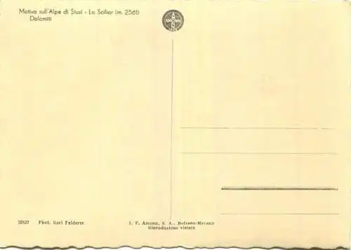 Motivo sull' Alpe di Siusi - Lo Sciliar - Foto-AK Grossformat - Photo Karl Felderer - Verlag J. F. Amonn Bolzano Nr. 325