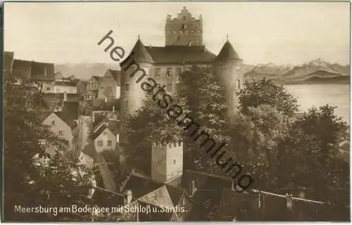 Meersburg am Bodensee mit Schloss und Säntis - Foto-Ansichtskarte - Verlag Zach. Marschall Meersburg