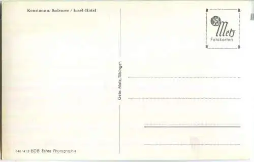 Konstanz am Bodensee - Insel-Hotel - Foto-Ansichtskarte - Verlag Gebr. Metz Tübingen