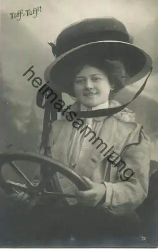 Toeff-Toeff! - Frau mit Hut hinterm Steuer - Verlag MP 1044/1 gel. 1909