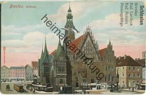 Breslau - Rathaus - Verlag Louis Glaser Leipzig - Vorlagekarte ohne AK-Einteilung