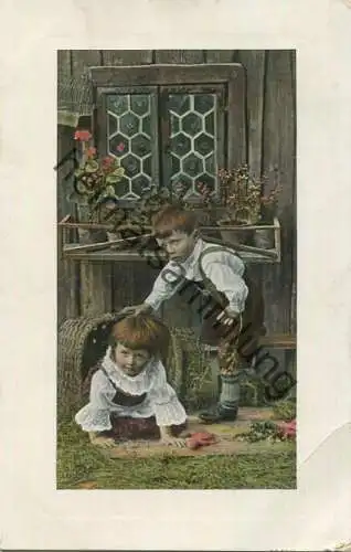 Kinder - Tracht - Lederhosen - coloriert - gel. 1909
