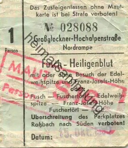 Ösrerreich - Großglockner-Hochalpenstraße Nordrampe - Fusch-Heiligenblut 1950