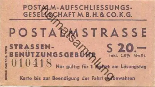 Ösrerreich - Postalmstrasse - Strassenbenützungsgebühr S 20.-