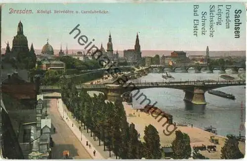 Dresden - Königliches Belvedere und Carolabrücke - Verlag Louis Glaser Leipzig - Vorlagekarte ohne AK-Einteilung