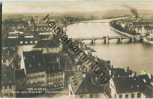 Basel - Blick vom Münster rheinabwärts - Foto-Ansichtskarte - Verlag Wilh. Frey Basel