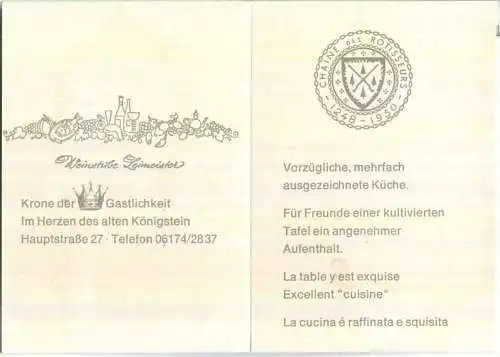 Königstein - Weinstube Leimeister - rückseitig Werbeaufdruck