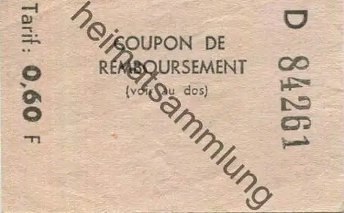 Frankreich - Coupon de Remboursement 0,60F - remboursables pour achat minimum de 15F - Grandes Galeries Strasbourg