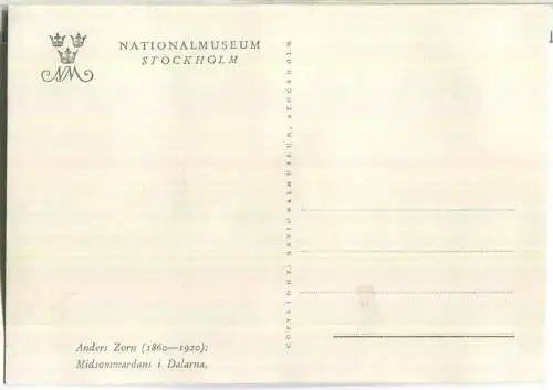 Midsommardans i Dalarna - Künstlerkarte Anders Zorn - Verlag National Museum Stockholm
