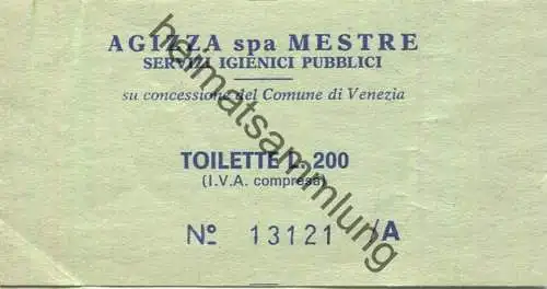 Italien - Comune di Venezia - Agizza spa Mestre - Servizi igienci pubblici - Toilette - L. 200