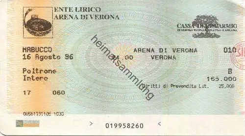 Italien - Ente Lirico Arena di Verona - Nabucco 1996 - Lire 165.000