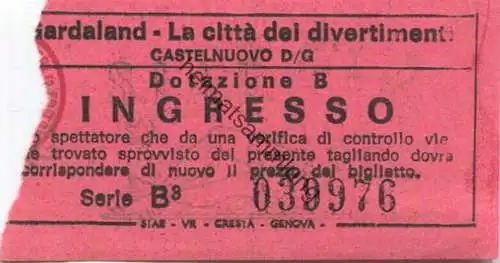 Italien - Castelnuovo del Garda - Gardaland - Eintrittskarte