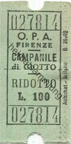 Italien - Firenze - Campanile di Giotto Ridotto - Eintrittskarte L. 100