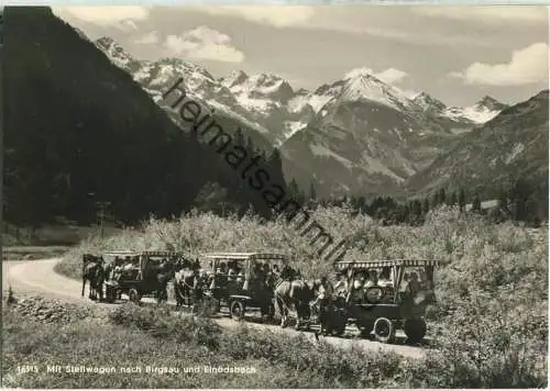 Mit Stellwagen nach Birgsau und Einödsbach - Foto-Ansichtskarte - Verlag F. u. E. Heimhuber Sonthofen