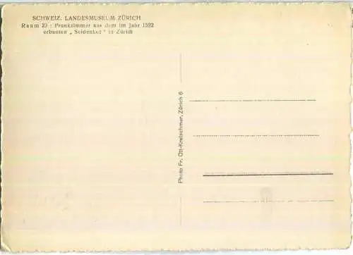 Zürich - Landesmuseum - Raum 29 - Prunkzimmer aus dem Seidenhof - Foto-Ansichtskarte