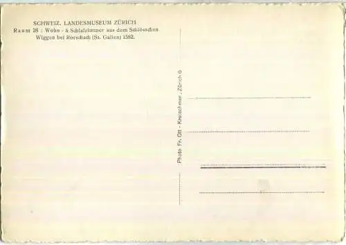 Zürich - Landesmuseum - Raum 28 - Wohn- & Schlafzimmer aus dem Schlösschen Wiggen bei Rorschach - Foto-Ansichtskarte