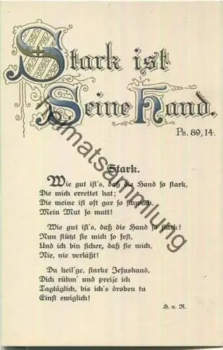 Stark ist Seine Hand - Ps. 89,14 - keine AK Einteilung