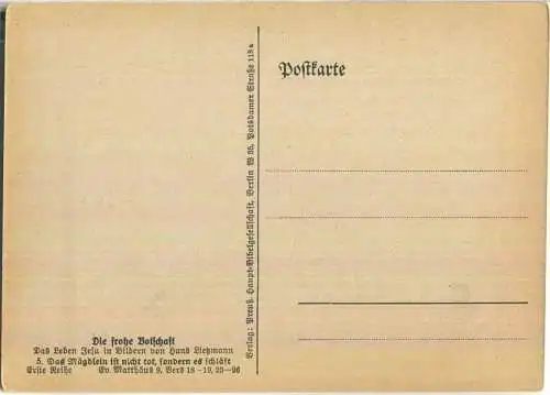 Das Mägdlein ist nicht tot... - Künstlerkarte Hans Lietzmann - Verlag Preuss. Haupt-Bibelgesellschaft Berlin