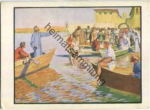 Jesus predigt am See - Künstlerkarte Hans Lietzmann - Verlag Preuss. Haupt-Bibelgesellschaft Berlin