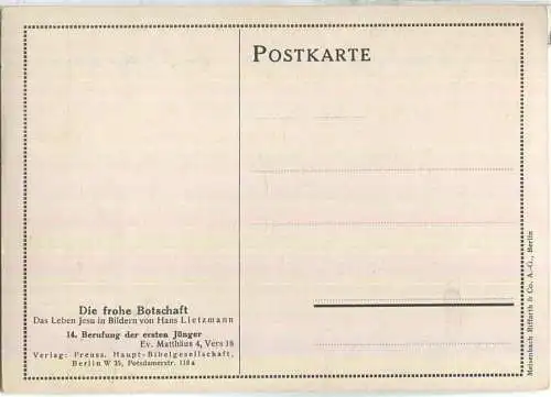 Berufung der ersten Jünger - Künstlerkarte Hans Lietzmann - Verlag Preuss. Haupt-Bibelgesellschaft Berlin