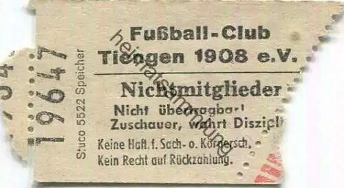 Deutschland - Fussball-Club Tiengen 1908 e.V. - Eintrittskarte Nichtmitglieder