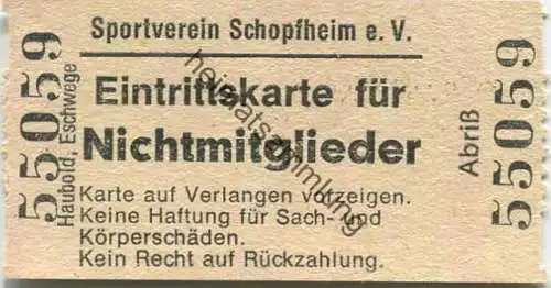 Deutschland - Sportverein Schopfheim e. V. - Eintrittskarte Nichtmitglieder