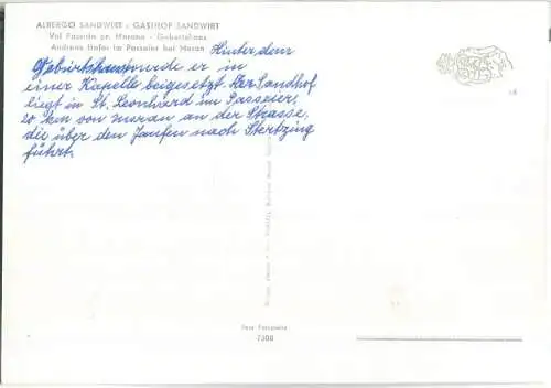 St. Leonard im Passaier - Gasthaus Sandwirt - Geburtshaus Andreas Hofer - Foto-Ansichtskarte - Verlag Fränzl Bozen